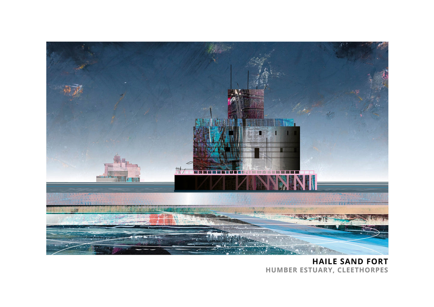 Haile Sand Fort art print by Vicki Shortt, the sea fort standing out in the Humber estuary