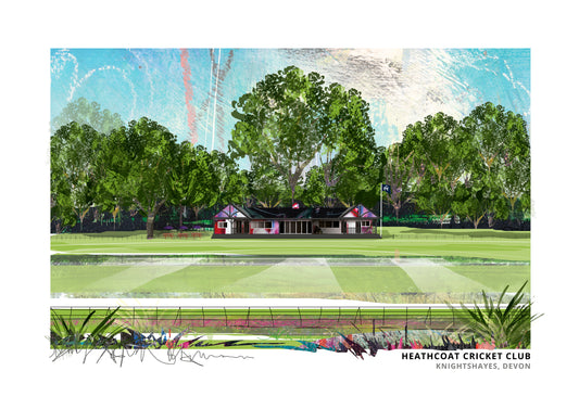 Heathcoat Cricket Club art print by Vicki Shortt, the cricket ground at Knightshayes, Devon