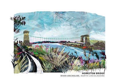 Horkstow Bridge art print by Vicki Shortt, the early suspension bridge over the River Ancholme at Horkstow