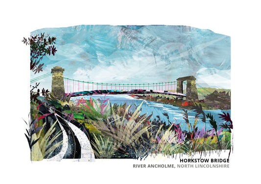 Horkstow Bridge art print by Vicki Shortt, the early suspension bridge over the River Ancholme at Horkstow