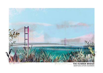 Humber Bridge Barton art print by Vicki Shortt, the suspension bridge seen from the south bank