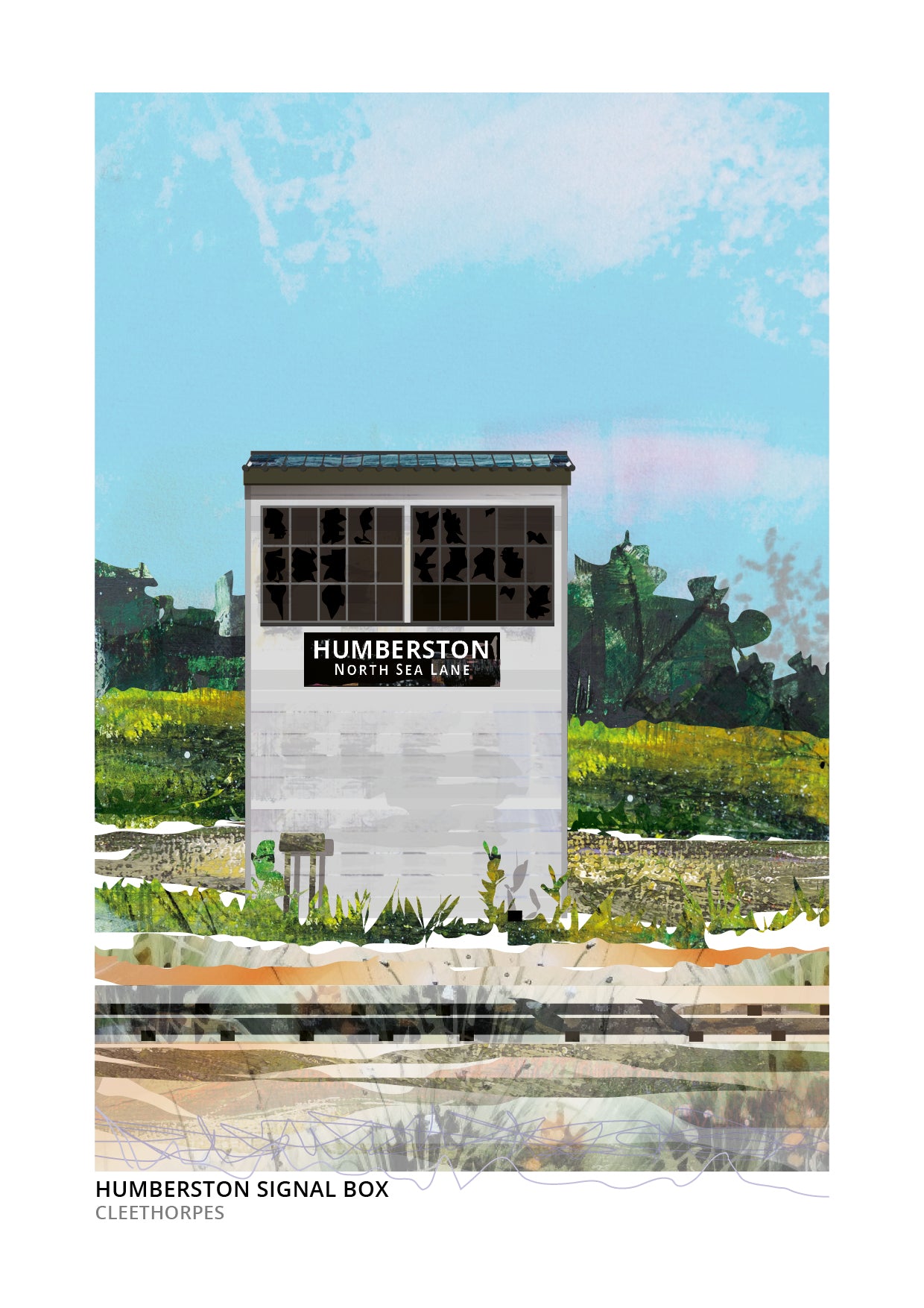 Humberston Signal Box art print by Vicki Shortt, the signal box on the light railway at Humberston, Cleethorpes