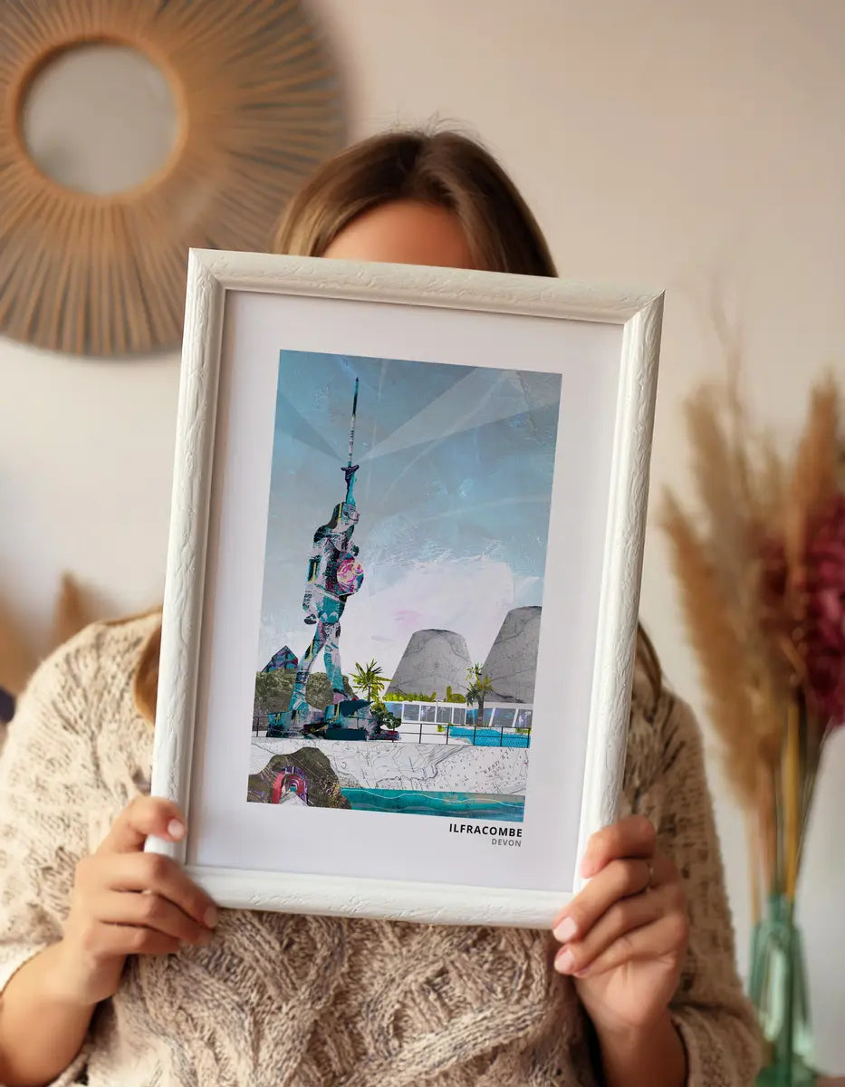 Ilfracombe art print by Vicki Shortt, the harbour town on the north Devon coast, framed in a room setting