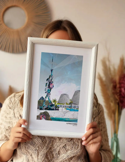 Ilfracombe art print by Vicki Shortt, the harbour town on the north Devon coast, framed in a room setting