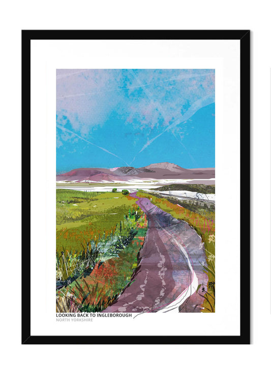 Ingleborough art print by Vicki Shortt, one of the Yorkshire Three Peaks, its flat top rising over the Dales, in a black frame