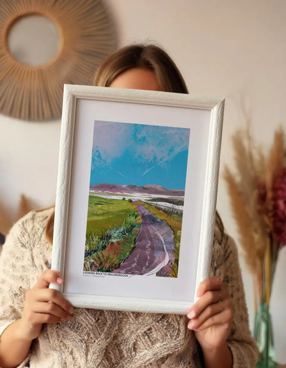 Ingleborough art print by Vicki Shortt, one of the Yorkshire Three Peaks, its flat top rising over the Dales, framed in a room setting