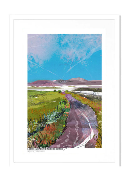 Ingleborough art print by Vicki Shortt, one of the Yorkshire Three Peaks, its flat top rising over the Dales, in a white frame