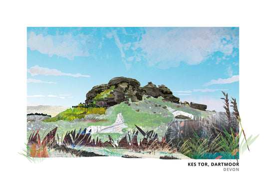 Kes Tor art print by Vicki Shortt, the granite tor on Dartmoor, Devon