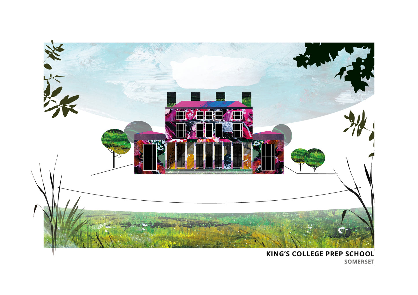 King's College Prep art print by Vicki Shortt, the prep school buildings in Somerset