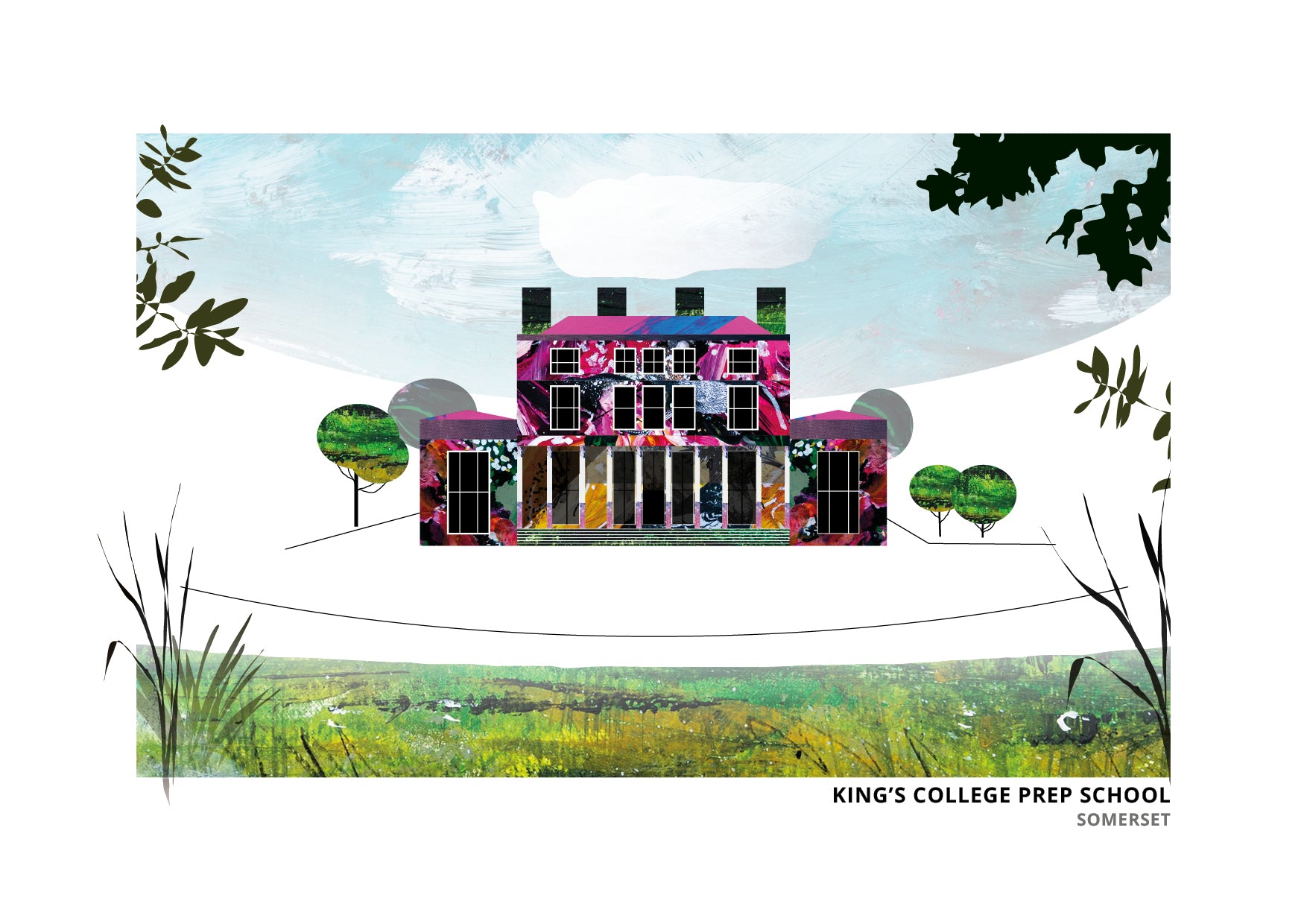 King's College Prep art print by Vicki Shortt, the prep school buildings in Somerset