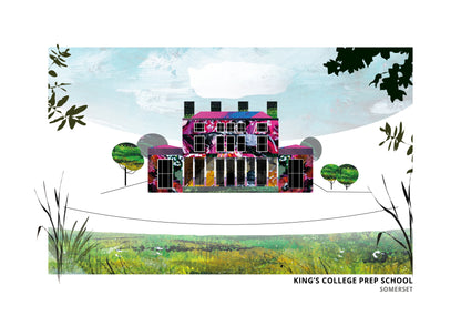 King's College Prep art print by Vicki Shortt, the prep school buildings in Somerset