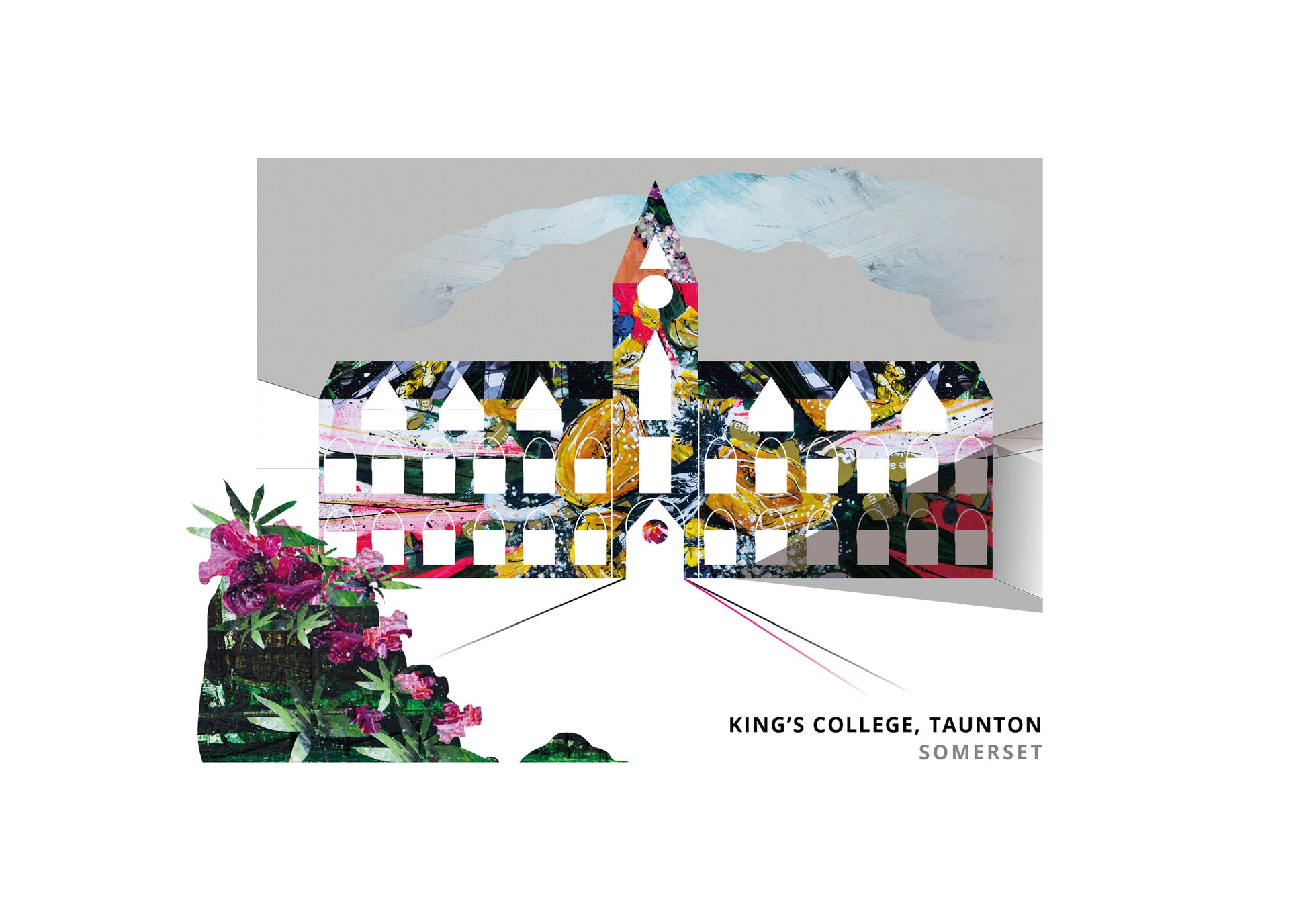 King's College Taunton art print by Vicki Shortt, the college buildings and chapel in Somerset