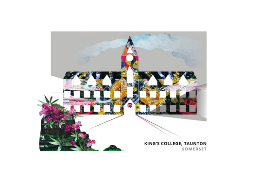 King's College Taunton art print by Vicki Shortt, the college buildings and chapel in Somerset