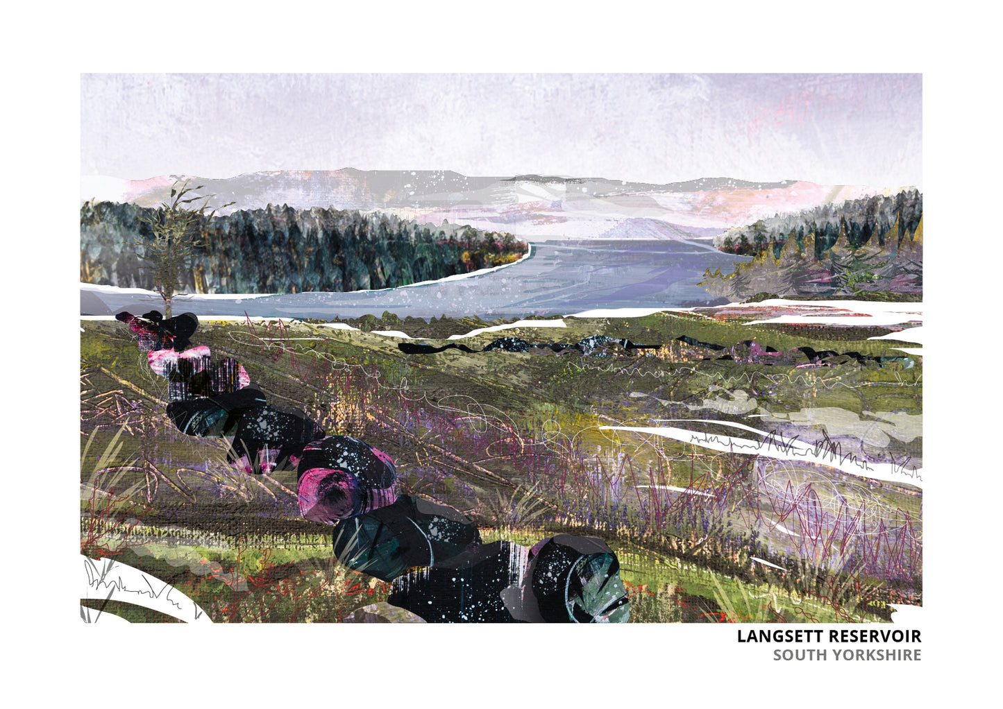 Langsett Reservoir art print by Vicki Shortt, the reservoir on the edge of the Peak District, South Yorkshire