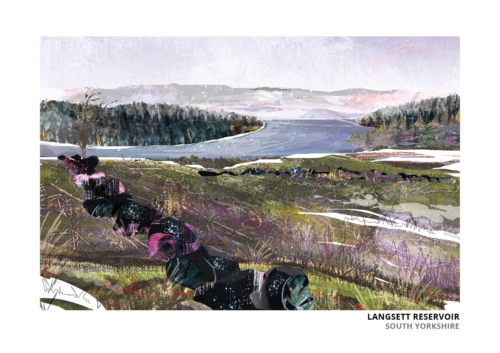 Langsett Reservoir art print by Vicki Shortt, the reservoir on the edge of the Peak District, South Yorkshire