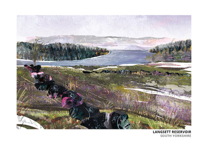 Langsett Reservoir art print by Vicki Shortt, the reservoir on the edge of the Peak District, South Yorkshire