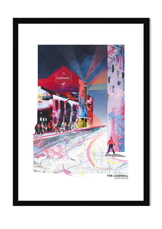 Leadmill Sheffield art print by Vicki Shortt, the music venue on the edge of the city centre, in a black frame