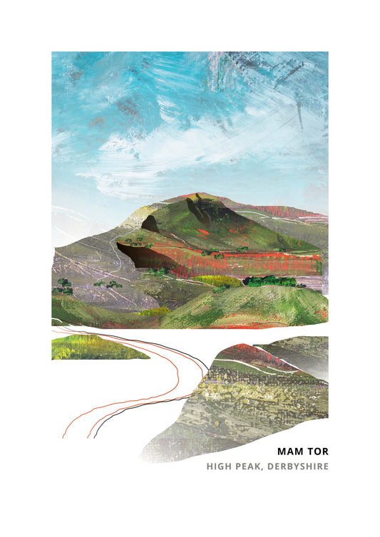 Mam Tor, Derbyshire art print by Vicki Shortt, the shivering mountain above Castleton in the Peak District
