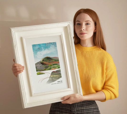 Mam Tor, Derbyshire art print by Vicki Shortt, the shivering mountain above Castleton in the Peak District, framed in a room setting