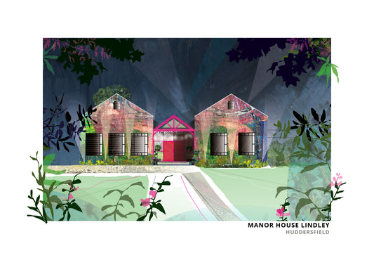 Manor House Lindley art print by Vicki Shortt, the manor house at Lindley, Huddersfield