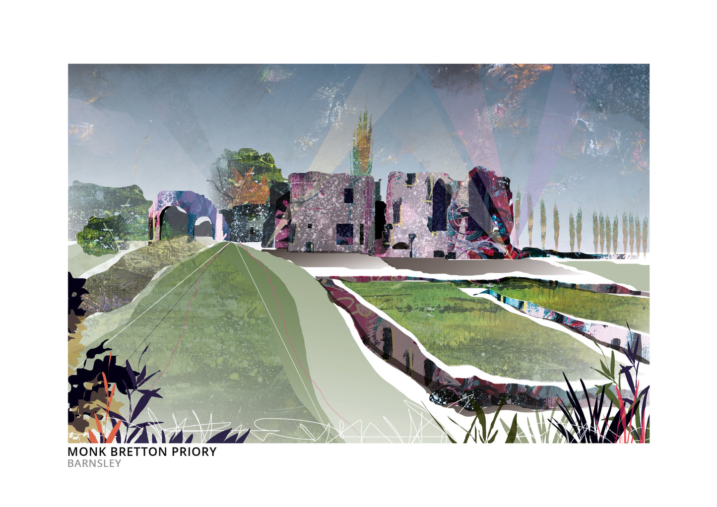 Monk Bretton Priory art print by Vicki Shortt, the priory ruins at Monk Bretton, Barnsley