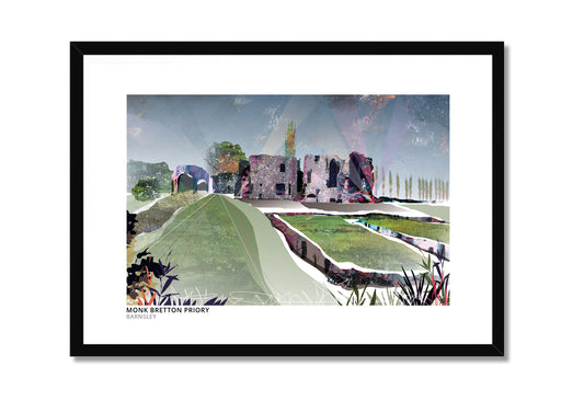 Monk Bretton Priory art print by Vicki Shortt, the priory ruins at Monk Bretton, Barnsley, in a black frame