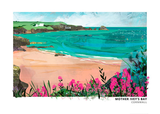 Mother Ivey's Bay art print by Vicki Shortt, the bay near Padstow on the north Cornish coast