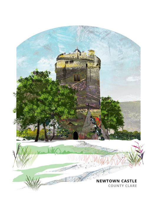 Newtown Castle Ireland, art print by Vicki Shortt, the round tower house in the Burren, County Clare, Ireland