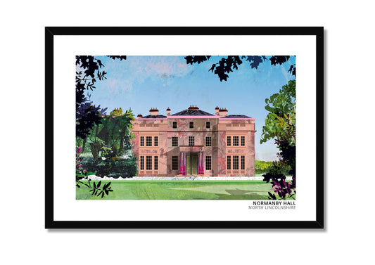 Normanby Hall art print by Vicki Shortt, the Regency country house and parkland near Scunthorpe, North Lincolnshire, in a black frame