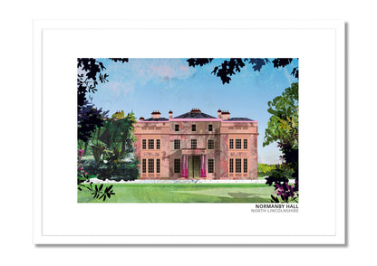 Normanby Hall art print by Vicki Shortt, the Regency country house and parkland near Scunthorpe, North Lincolnshire, in a white frame
