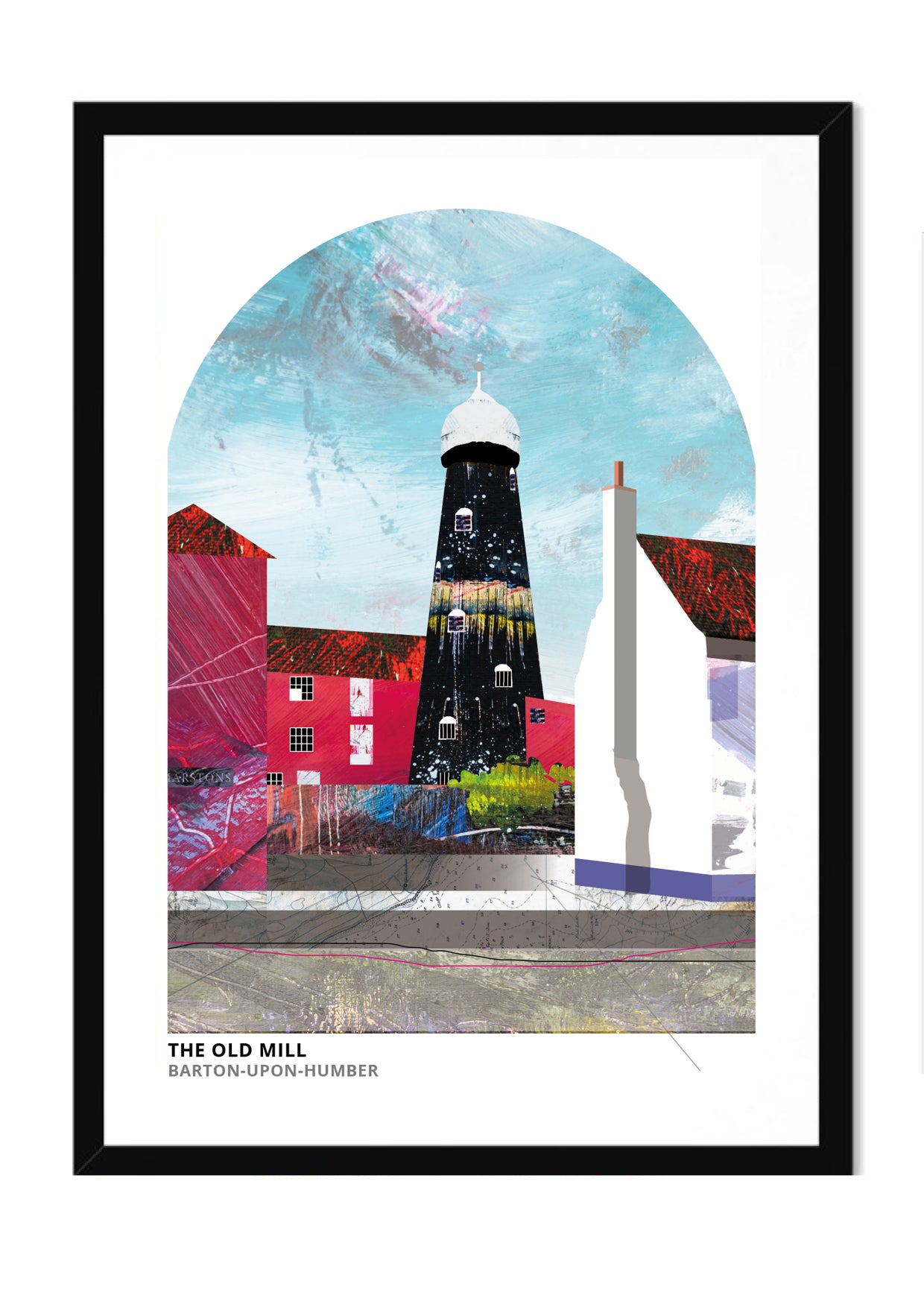 Old Mill, Barton-upon-Humber art print by Vicki Shortt, the old windmill at Barton-upon-Humber, North Lincolnshire, in a black frame