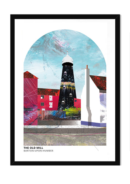 Old Mill, Barton-upon-Humber art print by Vicki Shortt, the old windmill at Barton-upon-Humber, North Lincolnshire, in a black frame