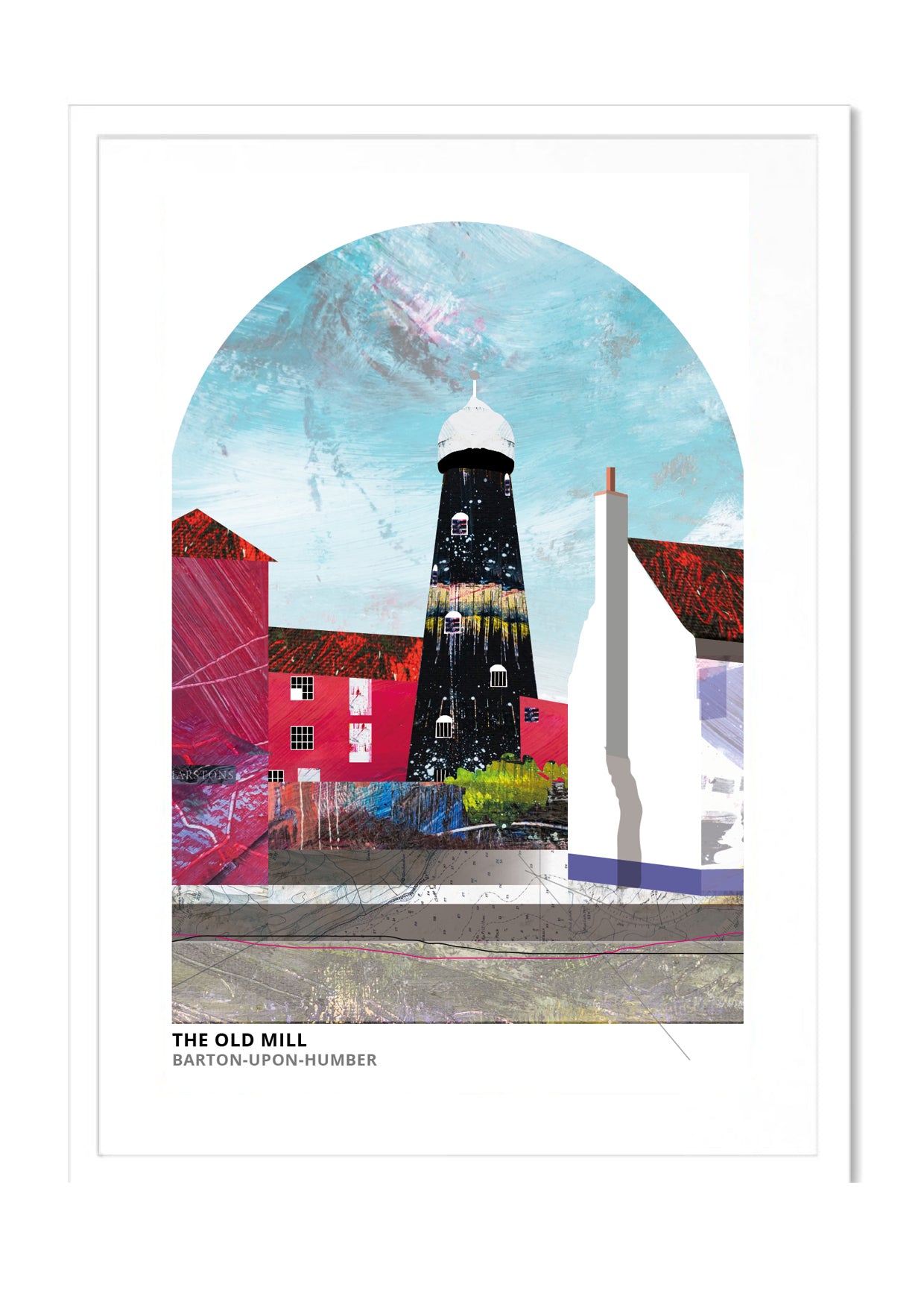 Old Mill, Barton-upon-Humber art print by Vicki Shortt, the old windmill at Barton-upon-Humber, North Lincolnshire, in a white frame