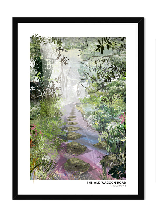 Old Waggon Road art print by Vicki Shortt, the old colliery waggon road at Silkstone, South Yorkshire, in a black frame