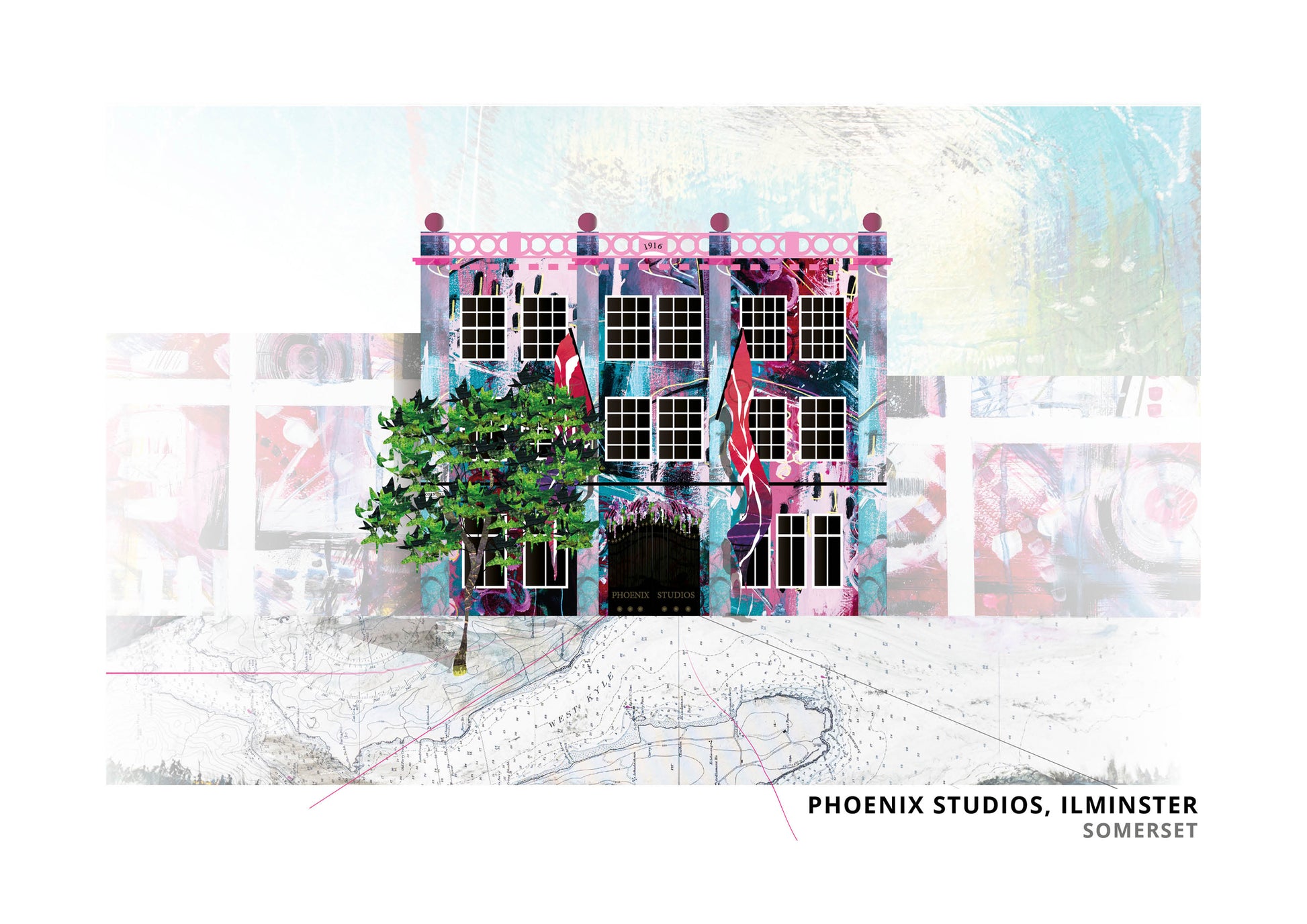 Phoenix Studios art print by Vicki Shortt, the studios at Ilminster, Somerset