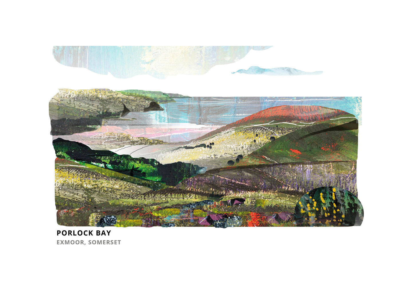 Porlock Bay art print by Vicki Shortt, the shingle bay on the Exmoor coast, Somerset