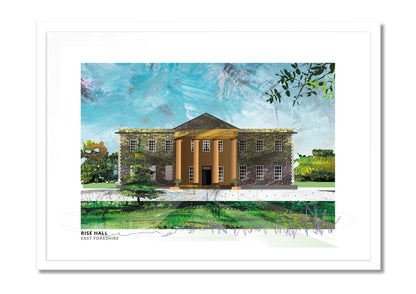 Rise Hall art print by Vicki Shortt, the Georgian country house at Rise, East Yorkshire, in a white frame
