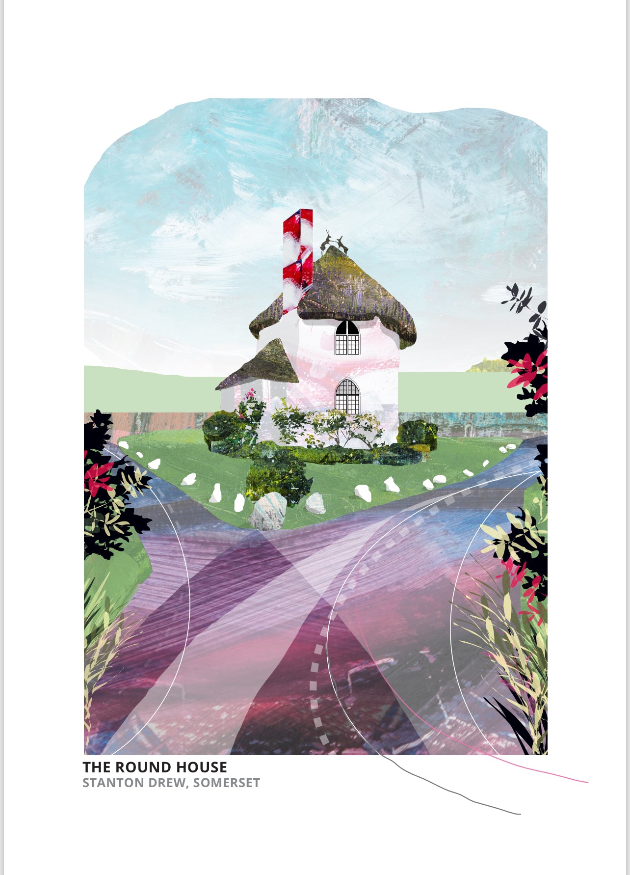 Round House art print by Vicki Shortt, the round house beside the stone circles at Stanton Drew, Somerset