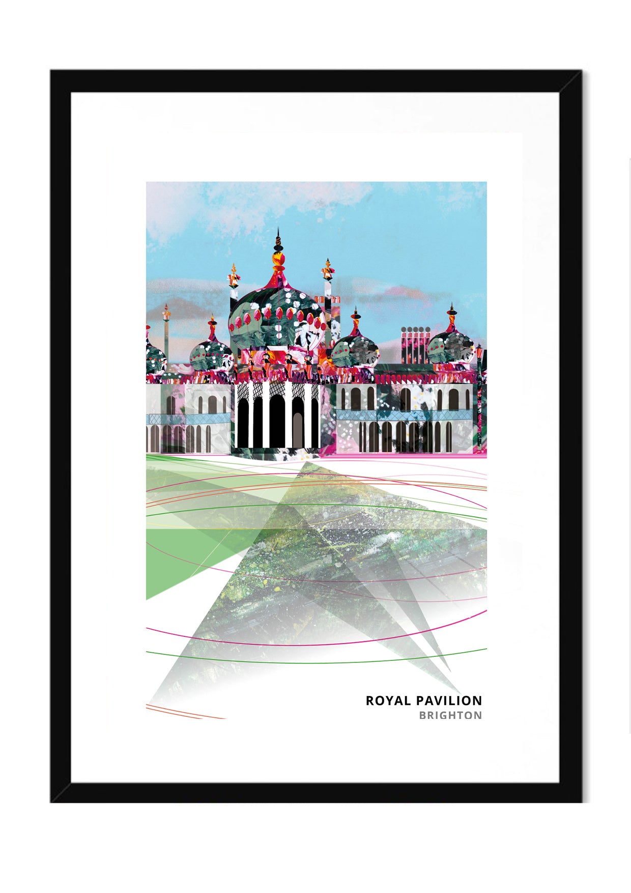 Royal Pavilion, Brighton art print by Vicki Shortt, the domes and minarets of the Royal Pavilion in Brighton, in a black frame