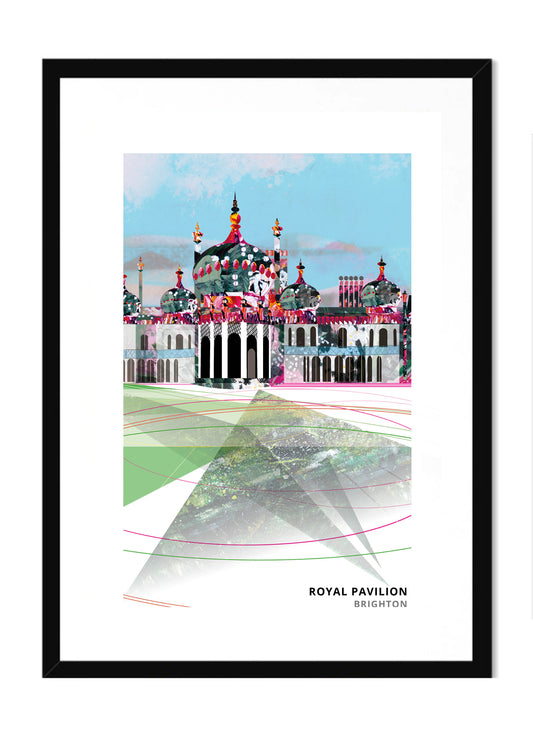 Royal Pavilion, Brighton art print by Vicki Shortt, the domes and minarets of the Royal Pavilion in Brighton, in a black frame