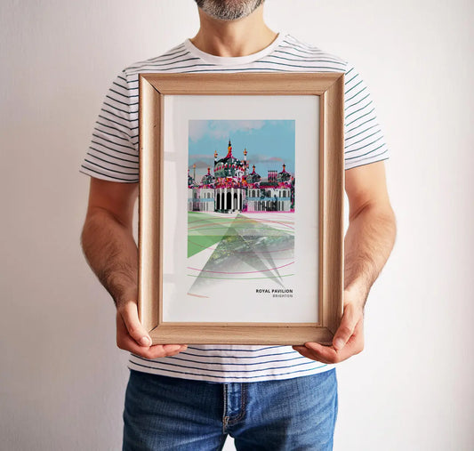Royal Pavilion, Brighton art print by Vicki Shortt, the domes and minarets of the Royal Pavilion in Brighton, framed in a room setting