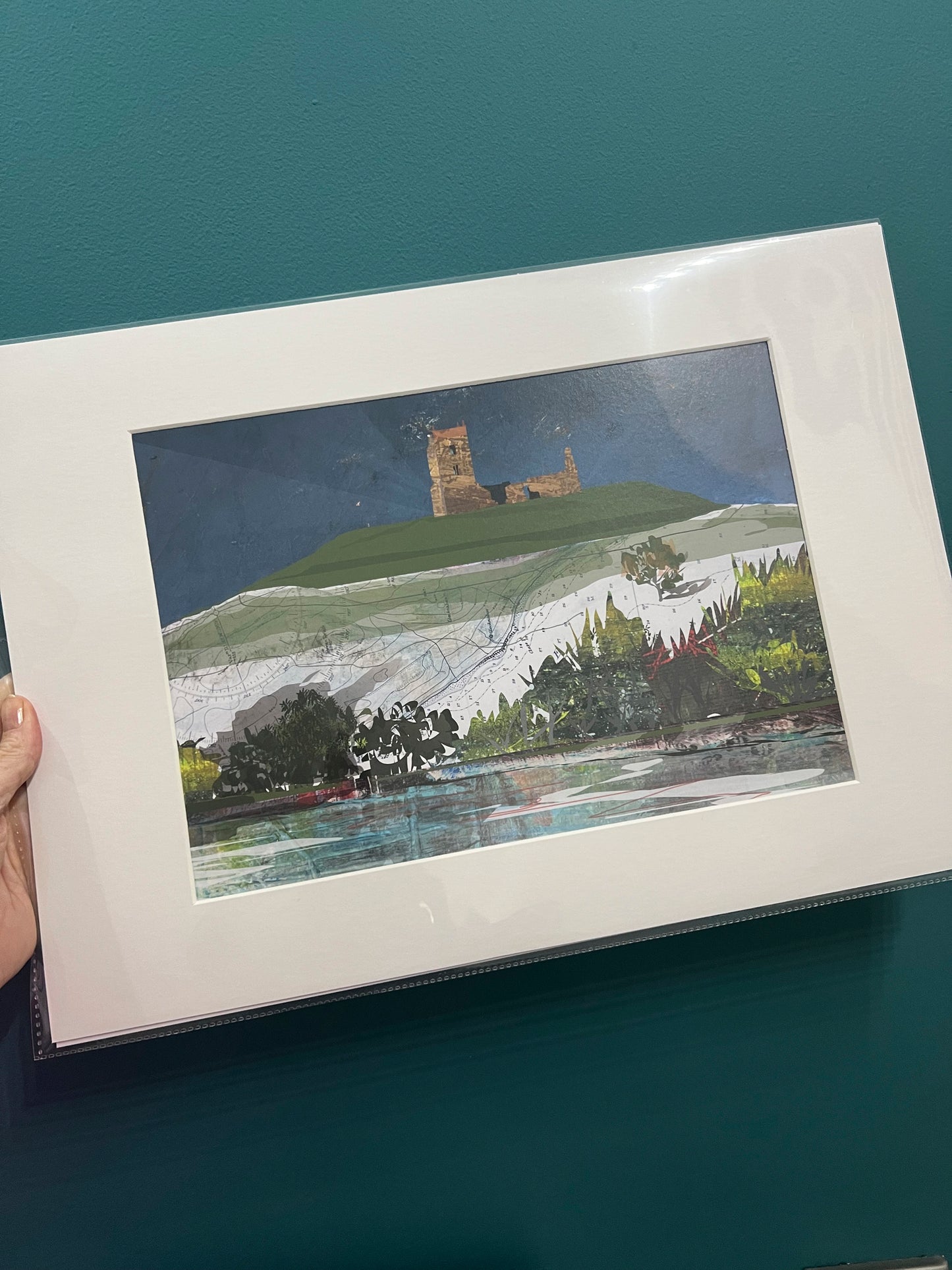 Sandal Castle Skyline art print by Vicki Shortt, the castle ruins on their mound above Wakefield