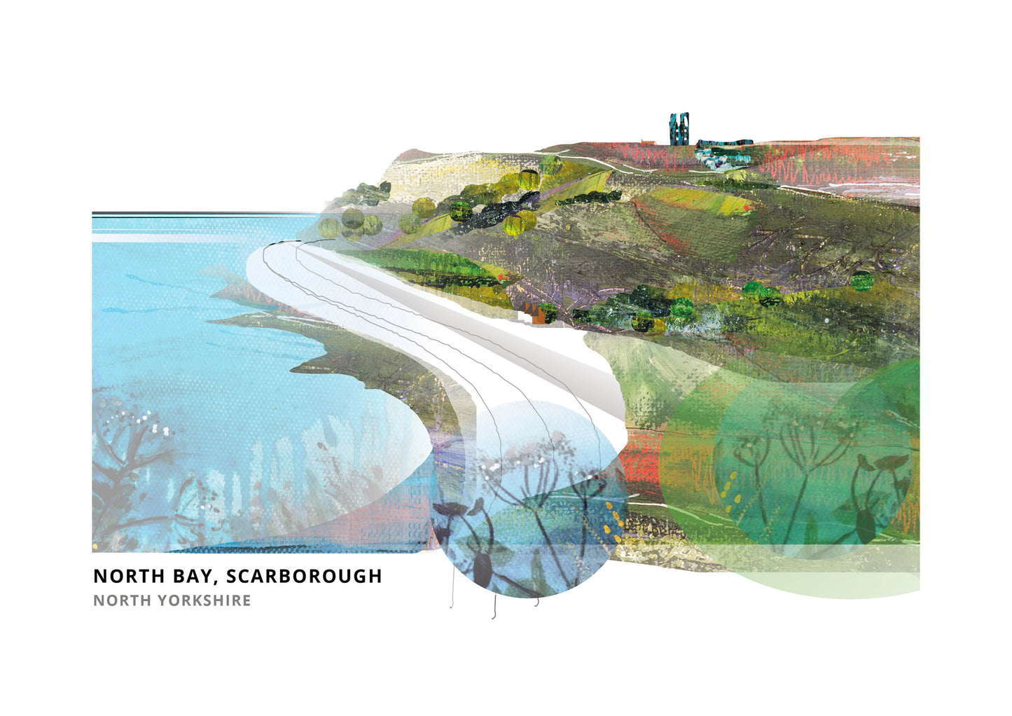 Scarborough art print by Vicki Shortt, the sweep of North Bay at Scarborough, North Yorkshire