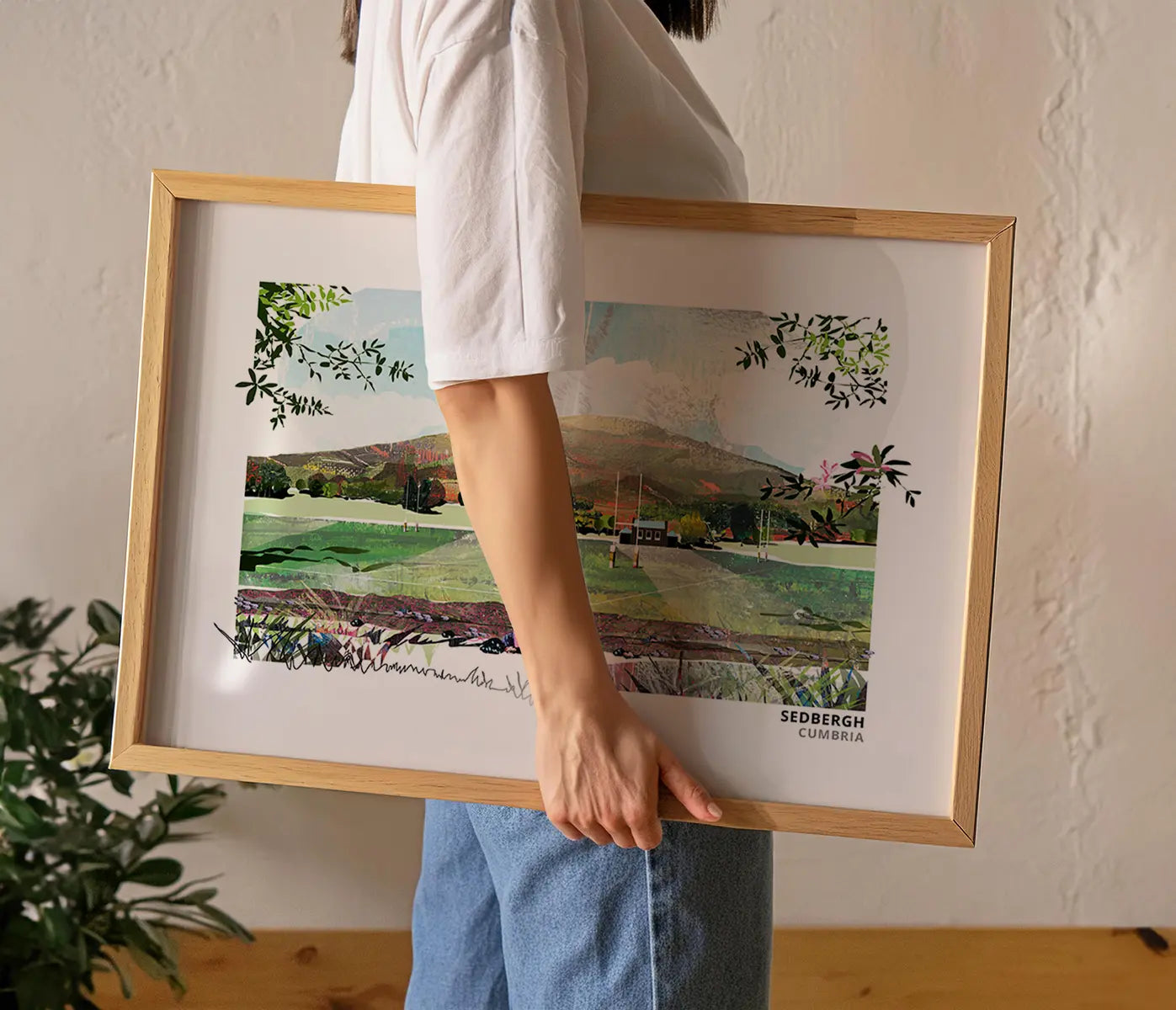 Sedbergh School art print by Vicki Shortt, the school at Sedbergh, Cumbria, framed in a room setting