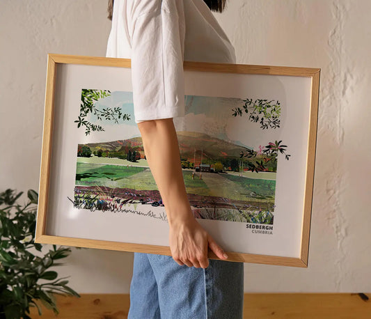 Sedbergh School art print by Vicki Shortt, the school at Sedbergh, Cumbria, framed in a room setting