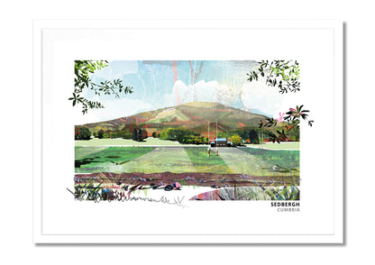 Sedbergh School art print by Vicki Shortt, the school at Sedbergh, Cumbria, in a white frame