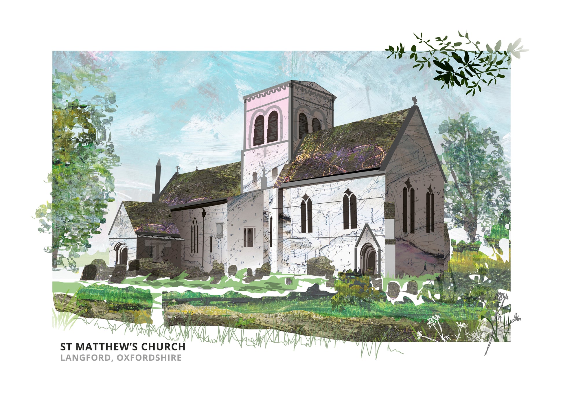 St Matthew's Church, Langford art print by Vicki Shortt, the parish church of St Matthew