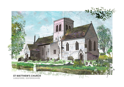 St Matthew's Church, Langford art print by Vicki Shortt, the parish church of St Matthew