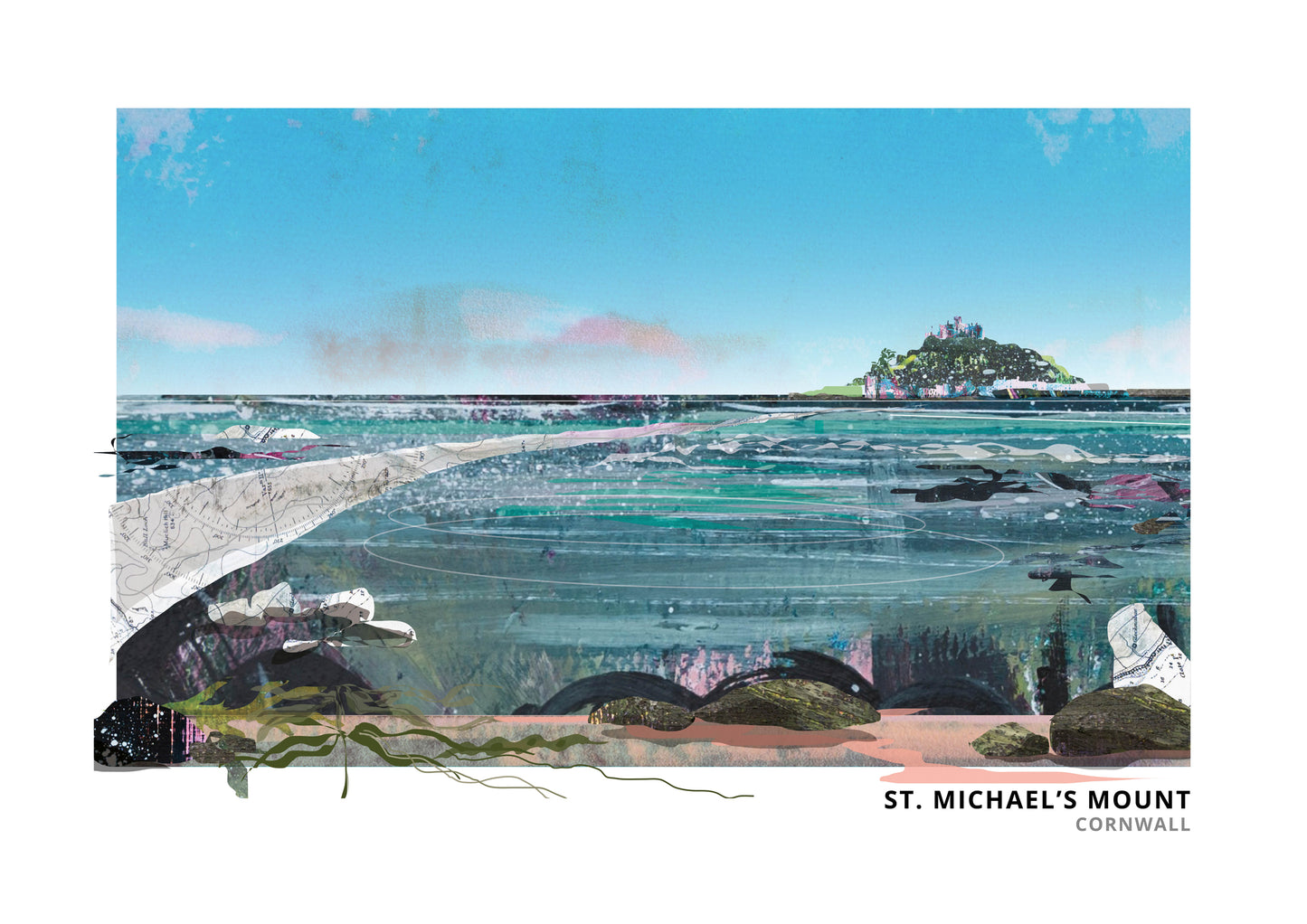 St Michael's Mount art print by Vicki Shortt, the tidal island and causeway at Marazion, Cornwall