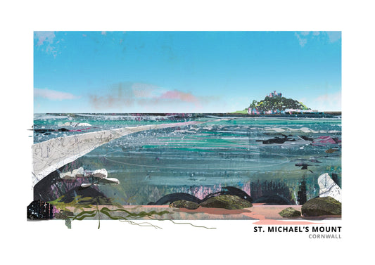 St Michael's Mount art print by Vicki Shortt, the tidal island and causeway at Marazion, Cornwall
